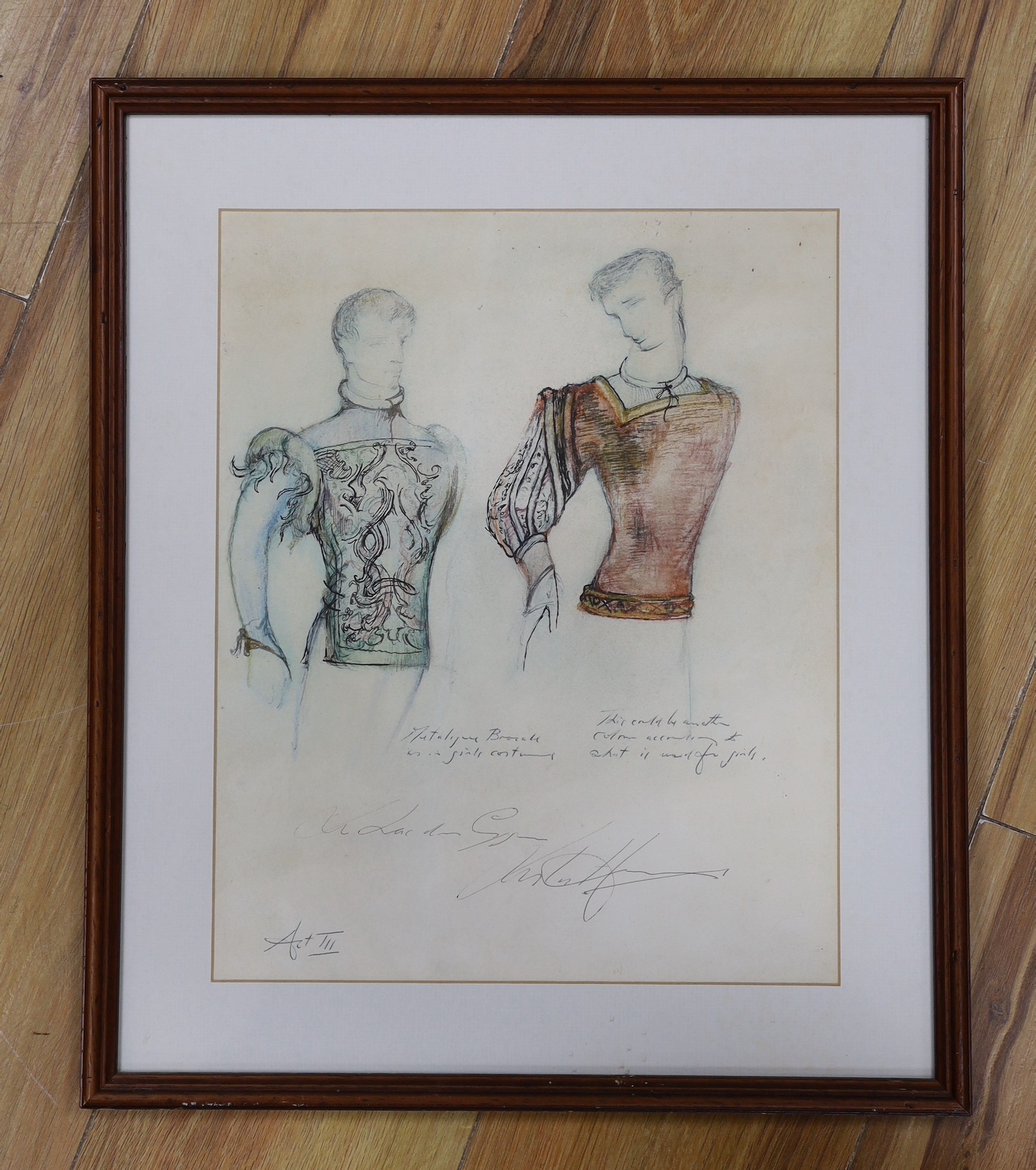 Leslie Hurry (1909-1978), ink and wash costume design for Swan Lake Act 3 Two Dancers, signed, 34 x 27cm